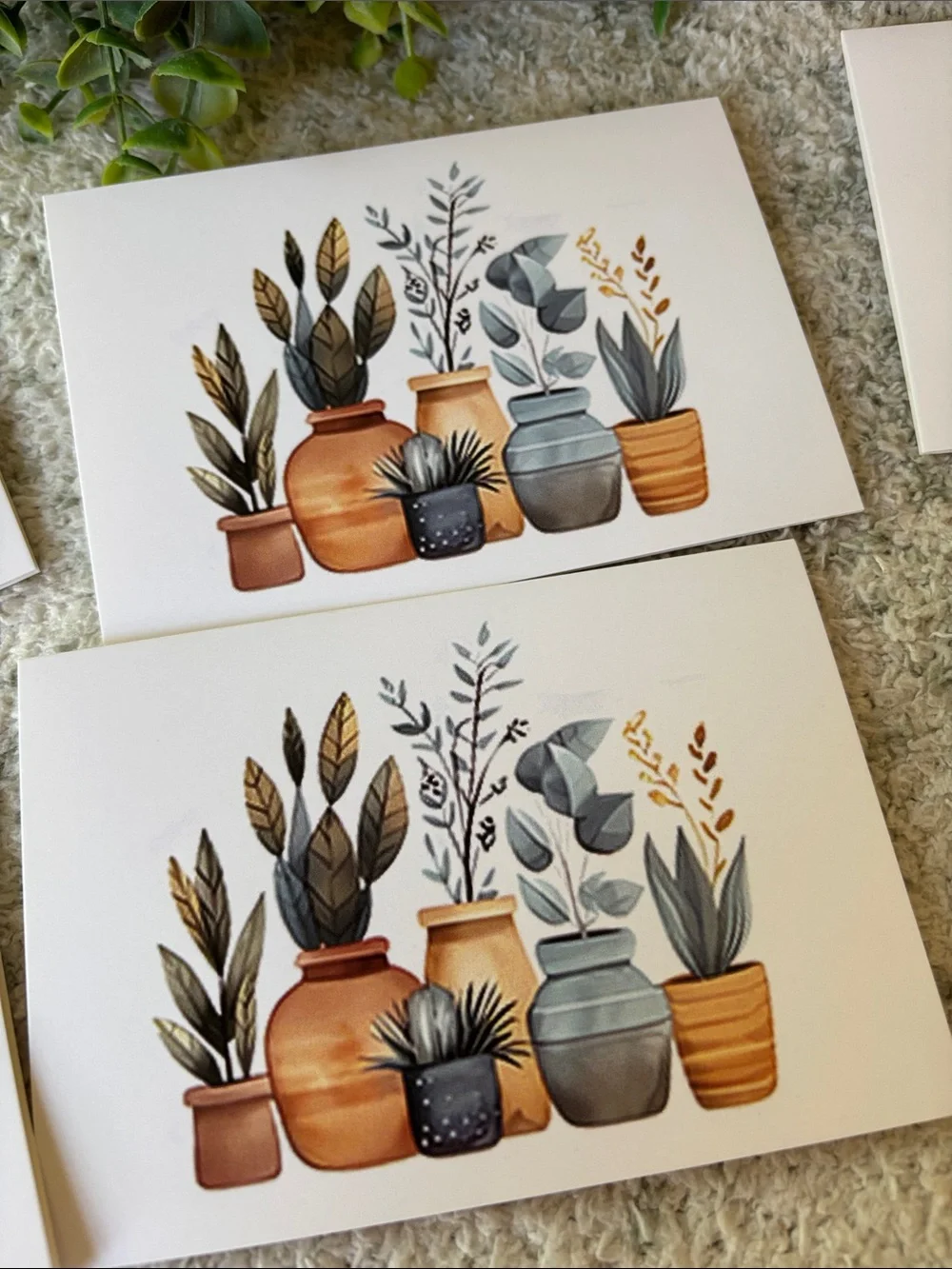 Terra Cotta Potted Plants Tropical Note Cards Blank Inside Set of 6 NWT HC